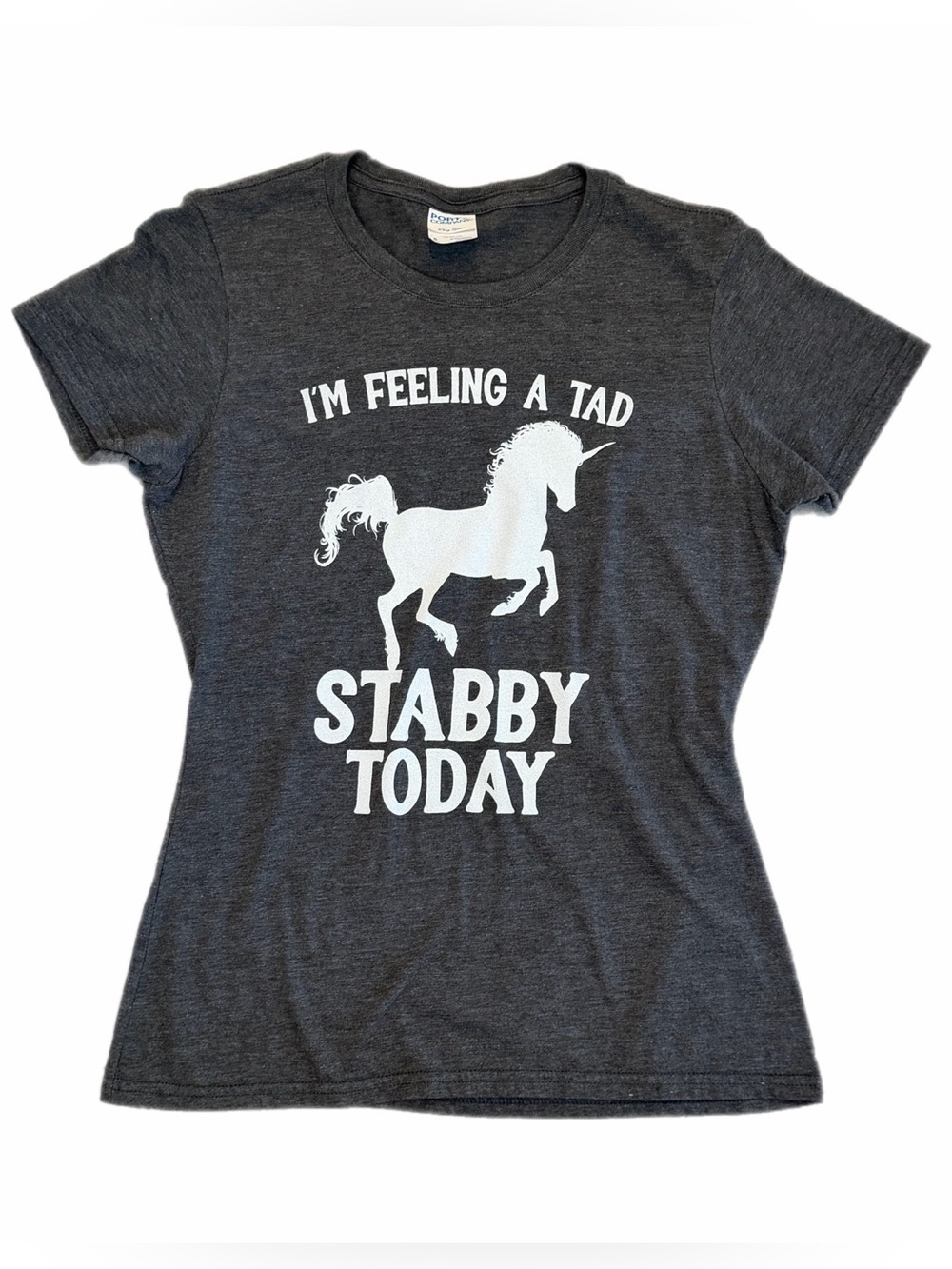 Vintage Port & Company Unicorn Graphic Tee S Feeling Stabby Funny T-Shirt S